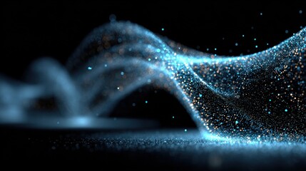 Poster - Thousands of glowing dots move fluidly in an animated display, creating an immersive and captivating visual effect against a dark backdrop