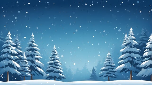 Christmas blue background with snow.