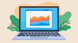 © Animation_vector - Chart with marketing results.  Laptop with data. Stock chart on a website on a laptop screen. Illustration graphics in flat design style.
