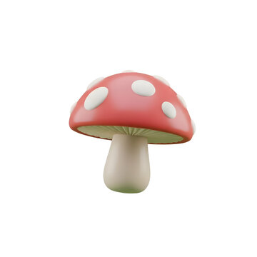 Isolated Cartoon Mushroom with Spots