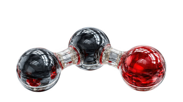 A 3d rendering of a carbon dioxide molecule isolated on transparent background, showing two oxygen atoms and one carbon atom connected by bonds