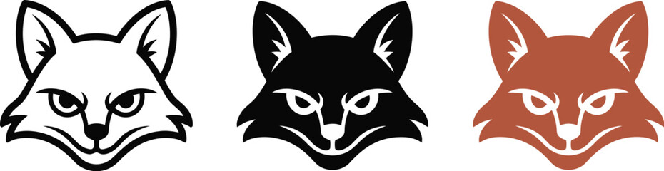Poster - Fox head logo design vector illustration template animal mascot icon graphic modern creative minimal art editable vector illustration with png format