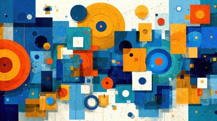 Poster - A colorful abstract painting with many different shapes and sizes of circles. The painting is full of energy and movement, with the colors blending together in a dynamic way