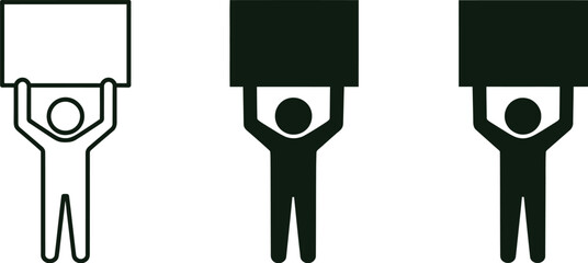 Poster - Icon set of person holding sign vector illustration demonstration activism protest rights movement 100 char editable vector illustration with png format