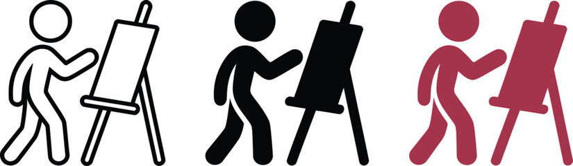 Fototapete - Artist painting canvas art easel creative hobby drawing illustration design graphic vector artwork icoln icolns editable vector illustration with png format