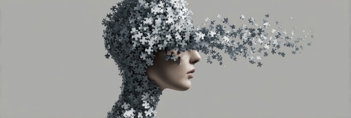 Aufkleber - Unlocking the Mind Through a Visual Puzzle Metaphor in a Creative Art Piece