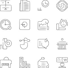 Poster - A collection of sixteen outline icons representing various concepts and symbols in a grid format