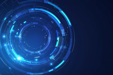Poster - Blue abstract banner featuring circular geometric shapes with glowing elements