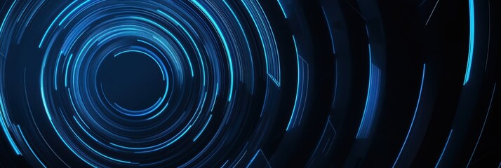 Poster - Futuristic abstract geometric background with blue circular patterns and lines