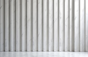 Aufkleber - Modern white stone wall with vertical stripes texture, seamless background. Minimalist interior design. Elegant texture for home decor. Marble granite surface, wall covering, architecture,