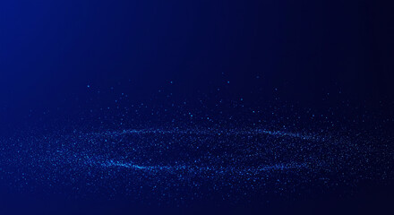 Poster - A dark blue gradient background with shimmering particles forming a wavy line at the bottom edge