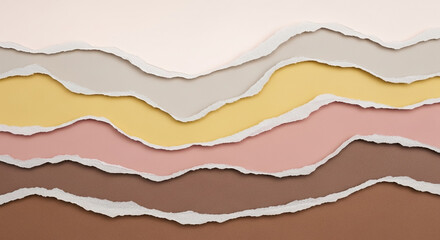 Poster - Colorful ripped paper strips creating abstract wavy pattern