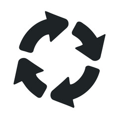 Fototapete - Circular Rotating Arrows Icon in Black and White