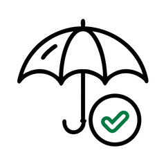 Poster - Umbrella symbol with checkmark icon representing insurance coverage  