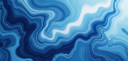 Poster - Abstract liquid marble texture background. Blue, white, turquoise watercolor style. Swirls of paint create an artistic wavy pattern. Ideal modern design. Wallpaper for interior decoration.