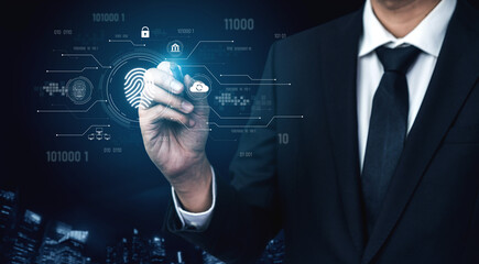 Poster - Biometric fingerprint identification and cybersecurity system ensuring secure access, identity verification, cloud data protection, and digital safety Vouch