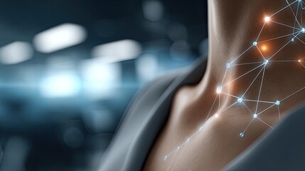 Poster - A human body with intricate digital connections illustrates a high-quality, futuristic data visualization technology