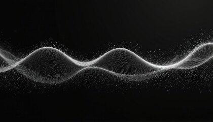 Aufkleber - Black and white wave made of dots. Futuristic art, abstract tech illustration. Digital design with flow, network, data, technology. Dynamic motion, modern banner, design concept.
