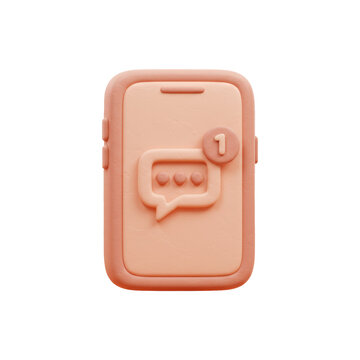 New Message Notification 3D Render of Phone with One Unread Message