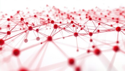 Poster - Dynamic And Energetic Visual Effect: Vibrant Red Abstract Tech Pattern Featuring A Network Grid With Varied Shades Of Red