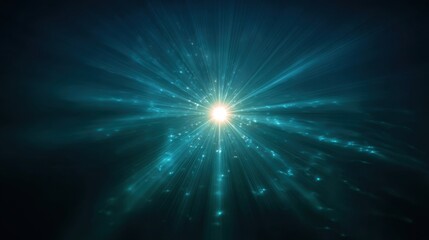 Poster - Bright light radiates from a central point, sending waves of energy through a dark expanse. The phenomenon suggests a cosmic event or explosion at a distant location in space.