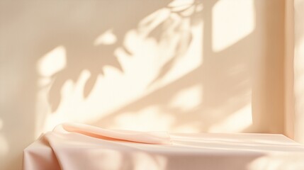 Poster - Soft sunlight casts delicate shadows on a smooth surface, creating a peaceful morning atmosphere