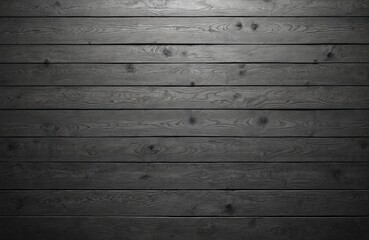 Poster - Grey wood grain background texture. Dark horizontal wooden planks form rustic surface, creating pattern with knots, lines. Old, vintage texture ideal for design backgrounds, interior design concepts.