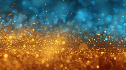Poster - Vibrant colors of blue and orange shimmer together, creating a lively backdrop. Sparkles and glimmers dance in the light, enhancing the festive mood at an evening celebration.