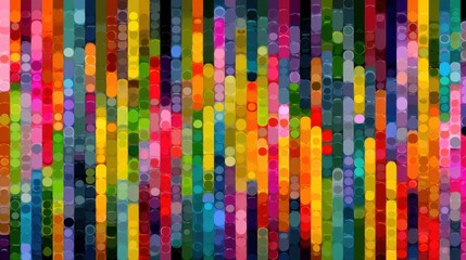 Poster - Vivid vertical lines and dots create an abstract pattern full of color. This artistic design showcases a blend of bright shades and playful textures, captivating the viewer's attention.