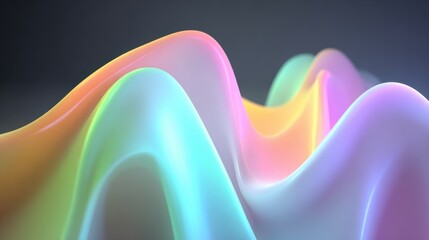 Poster - Flowing, colorful waves ripple through a digital landscape, showcasing vibrant hues and smooth curves that captivate viewers at an art exhibition focused on modern design.
