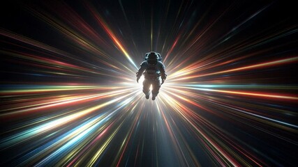 Poster - Astronaut Traveling Through a Cosmic Light Tunnel in Space Generative AI