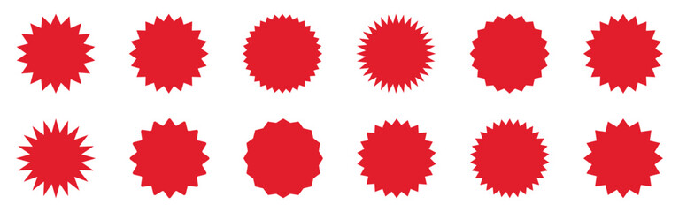 Wall Mural - set of red starburst, sunburst badges. best for sale sticker, price tag, quality mark.