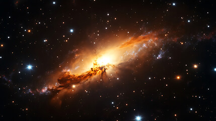 Wall Mural - Spectacular space nebula with bright center and dense starfield cosmic galaxy exploration