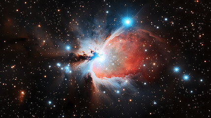 Wall Mural - Detailed view of the orion nebula showcasing cosmic clouds stars and dust in the deep dark sky