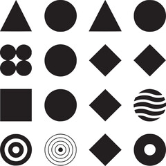 Poster - Geometric shapes arranged in a square grid pattern with triangles circles squares and diamonds shapes