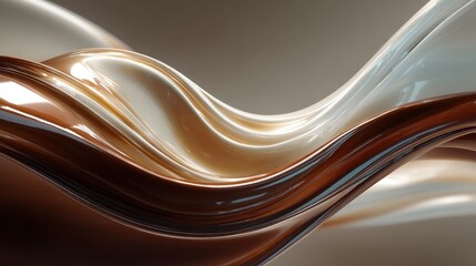 Aufkleber - Abstract iridescent metallic waves flow together in dynamic motion, teal, gold, and rose colors blend creating a smooth and luxurious texture