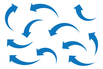 Fototapete - Curve arrows icon, Curved arrows, Arrow sign, Black arrows set on white background