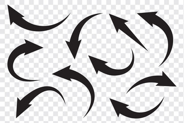 Fototapete - Black arrows icon vector set. Bold arrow symbol curved flat design isolated