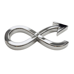 Aufkleber - A 3d rendering of a chrome infinity symbol with an arrow, isolated on transparent background