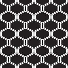 Poster - A repeating pattern of white outlined hexagons with a black fill arranged in a honeycomb structure