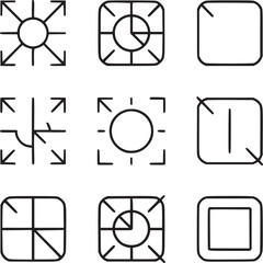 Poster - A grid of nine colorful icons featuring geometric shapes and directional arrows on a light background