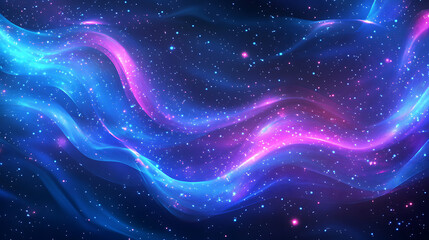 Wall Mural - Abstract galaxy with flowing light waves and shining stars cosmic background template