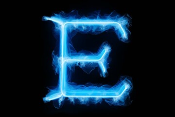 Aufkleber - Blue plasma energy forming letter e on black background, suitable for technology, energy and science concepts