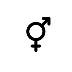  Bigender symbol representing male and female combined. Genderfluid sign of venus and mars together, unity and identity concept	