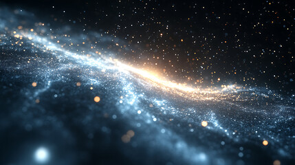 Wall Mural - Ethereal galaxy nebula of blue and golden light swirls with scattered stars and sparkles for cosmic backgrounds