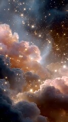 Wall Mural - celestial clouds illuminated by stars in a vibrant cosmic landscape at night