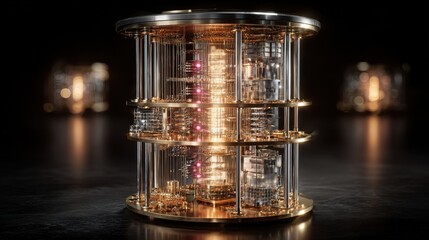 Poster - Intricate structure of sophisticated technology reveals complex mechanisms and glowing components on top of a modern circuit board