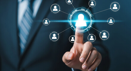 Poster - Human resources management network concept business connection social media hr technology recruitment 100
