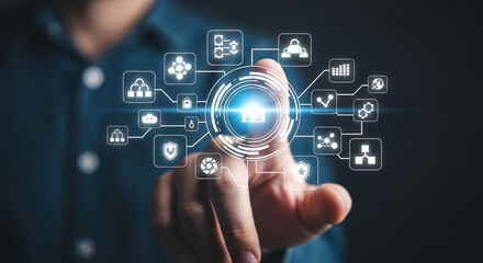 Fototapete - Exploring cloud computing services and digital transformation solutions with data security integration now