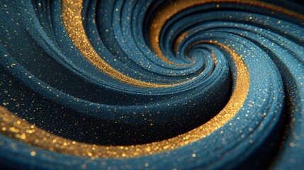 Aufkleber - Abstract teal and gold swirl, a textured, glittering pattern evoking depth and dimension, creating a visually dynamic design